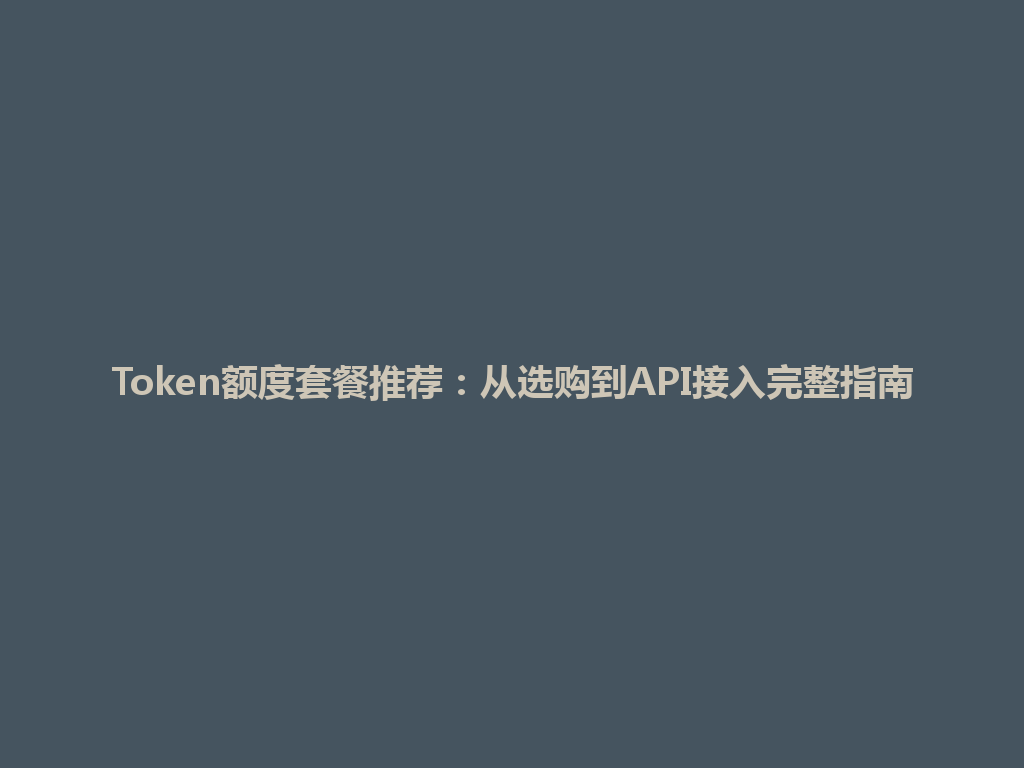 Token额度套餐推荐：从选购到API接入完整指南 一