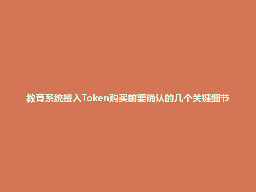 教育系统接入Token购买前要确认的几个关键细节 一