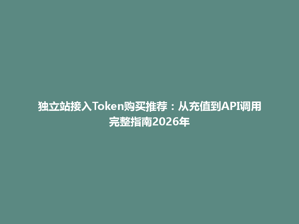 独立站接入Token购买推荐：从充值到API调用完整指南2026年 一