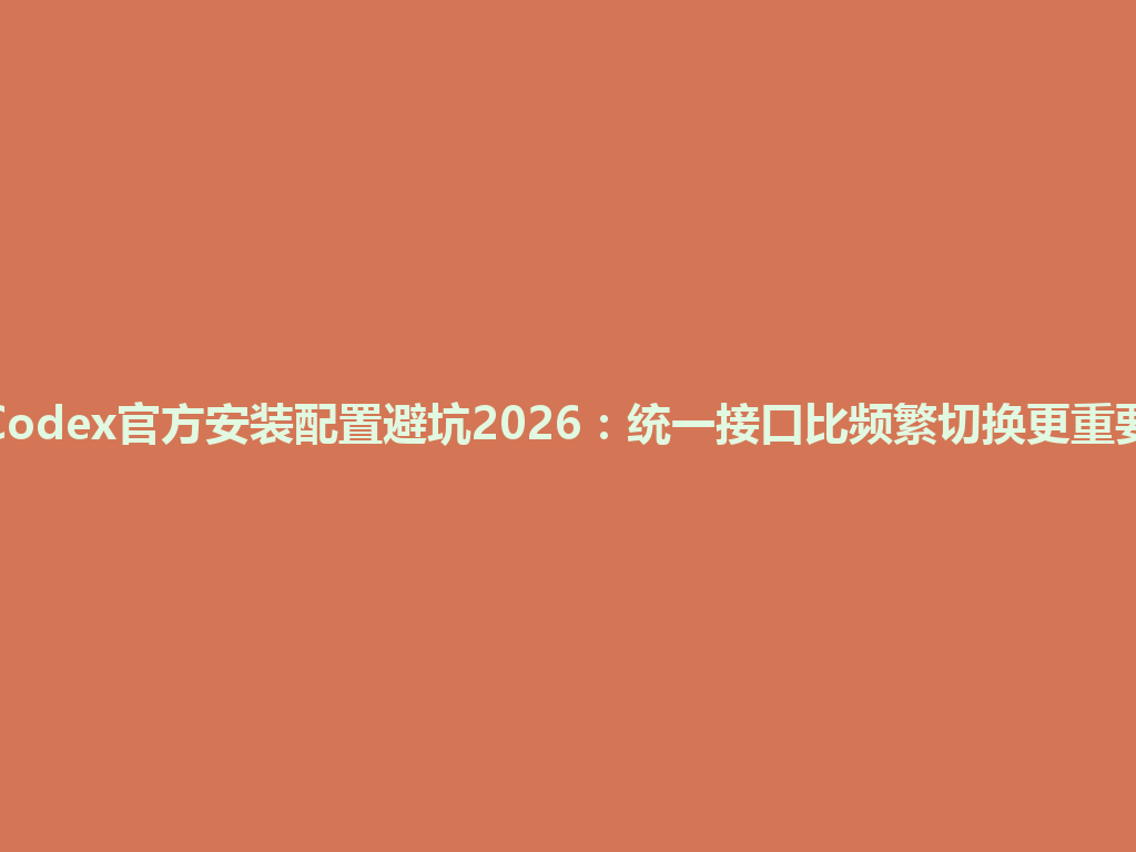 Codex官方安装配置避坑2026：统一接口比频繁切换更重要 一